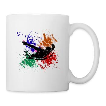 Nageur Éclats de Peinture Colorée - Mug blanc - blanc - Droite