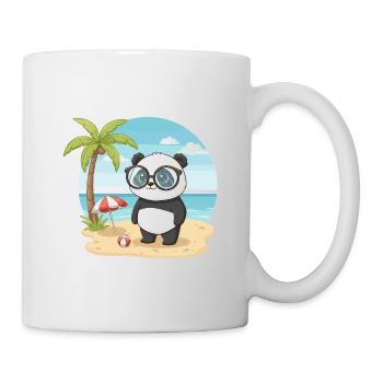 Cute Panda with Glasses Beach Summer Vacation - Mug - white - Right