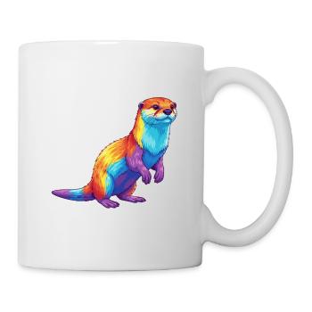 Colorful Otter Rainbow Pop Art Watercolor - Mug - white - Right