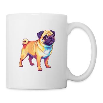 Buntes Mopshund-Regenbogen-Pop-Art-Aquarell - Tasse - Weiß - Rechts