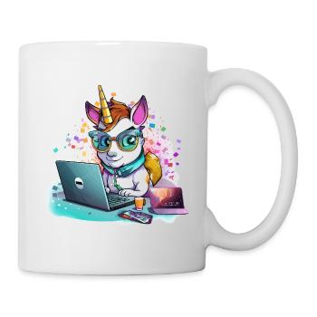 Laptop Unicorn with Glasses and Glitter - Mug - white - Right