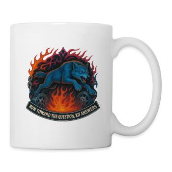 Loup bleu dans un cercle de flammes - Mug blanc - blanc - Droite