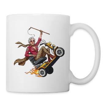 Mamie sur un coureur aux flammes - Mug blanc - blanc - Droite