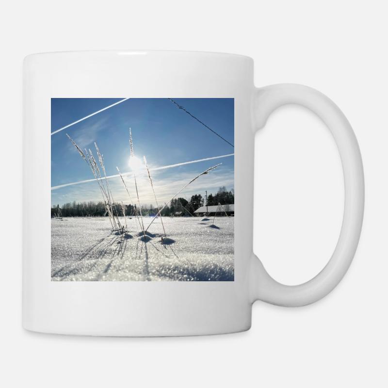 The Sun's Glow in a Snowy Morning - Mug - white