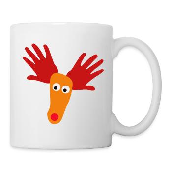 Reindeer head with orange snout - Mug - white - Right