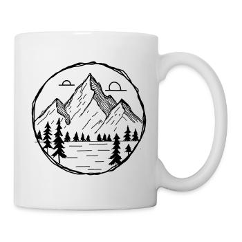 Berge Outdoor Motiv als Zeichnung - Tasse - Weiß - Rechts