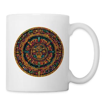 Cercle solaire aztèque en un éclatement de couleurs - Mug blanc - blanc - Droite