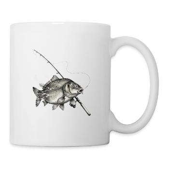 Carp Fish Rod Fishing Ink Vector - Mug - white - Right