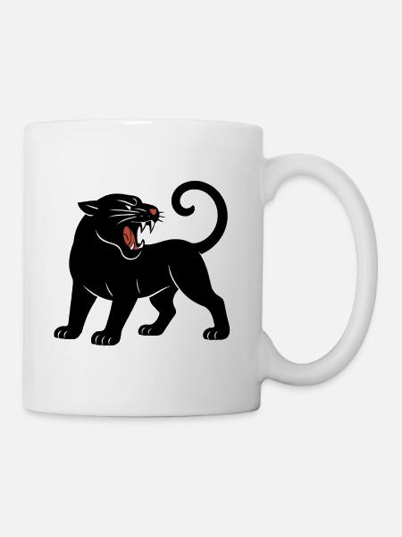 Schwarzer Panther Brüllt - Tasse - Weiß