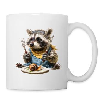 Chef raton laveur avec fourchette et couteau - Mug blanc - blanc - Droite