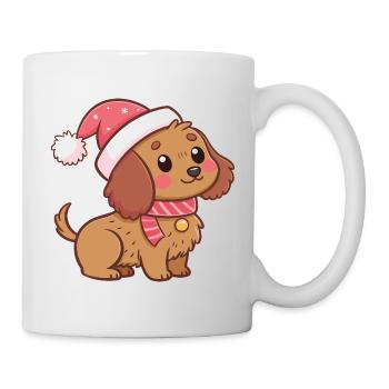 Kawaii Weihnachtshund mit rotem Hut - Tasse - Weiß - Rechts