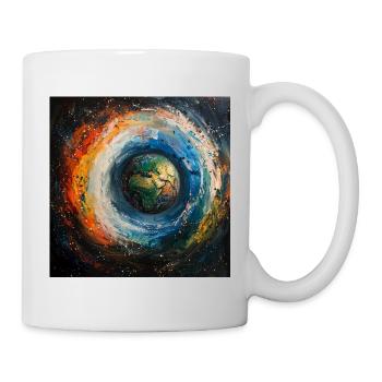 Erdwelt im Farbwirbel - Tasse - Weiß - Rechts