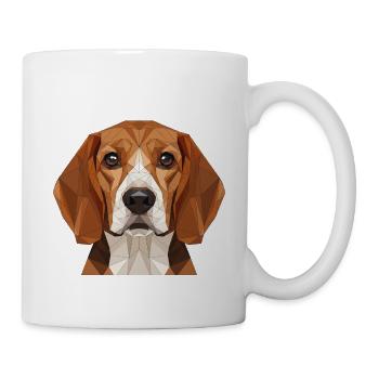 Polygon Beagle Porträt - Tasse - Weiß - Rechts