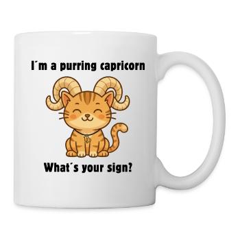 Süße Steinbock Katze – Sternzeichen mit Charme - Tasse - Weiß - Rechts