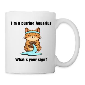 Sweet Aquarius Cat – Zodiac Sign with a Heart - Mug - white - Right