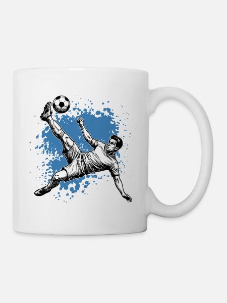 Fußball Schuss Fallrückzieher Tor Seitfallzieher - Tasse - Weiß