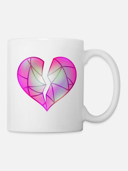 Gebrochenes Rosa Herz - Tasse - Weiß