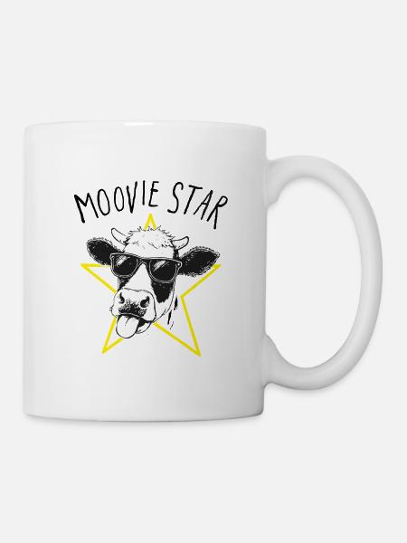 Moovie Star Wortspiel Kuh Illustration - Tasse - Weiß