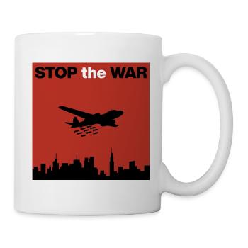 ARRÊTEZ LA GUERRE – Arrêtez les bombes, protégez les villes - Mug blanc - blanc - Droite