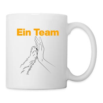 Ein Team – Mensch & Hund, Pfote, Hundeliebe - Tasse - Weiß - Rechts