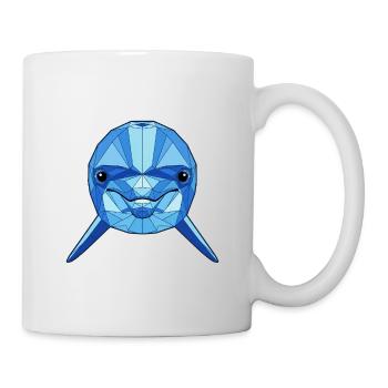 Geometrischer Blauer Delfin - Tasse - Weiß - Rechts