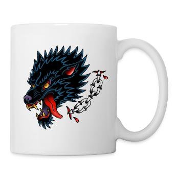  Black Wolf Old school Tattoo Design - Mug - white - Right