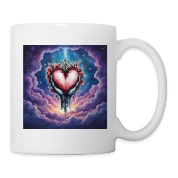 Ethereal hands hold floral heart - Mug - white - Right