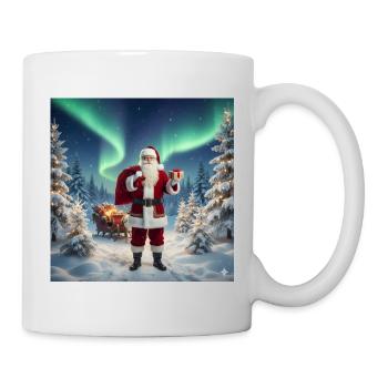 Nordlicht Santa im Winterwald - Tasse - Weiß - Rechts