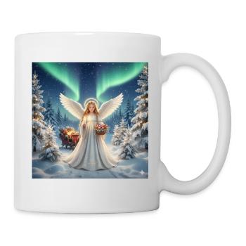 Engel im Nordlicht Winterwald - Tasse - Weiß - Rechts