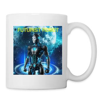 Futuristic robot in the neon cosmos - Mug - white - Right