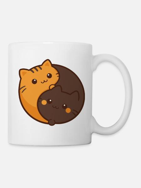 Cuddly Cats Duo Hug Jing Jang - Mug - white