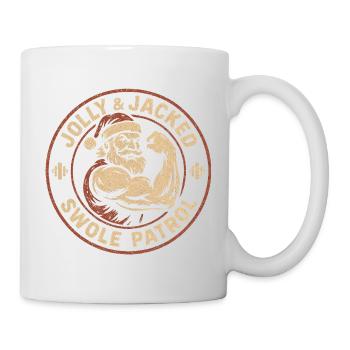 Jolly And Jacked Swole Patrol Christmas Workout - Mug - white - Right