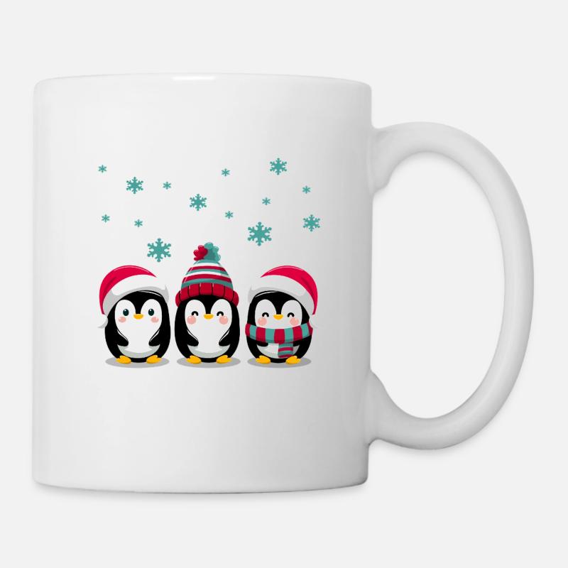 Trois manchots avec des chapeaux de Noël - Mug blanc - blanc
