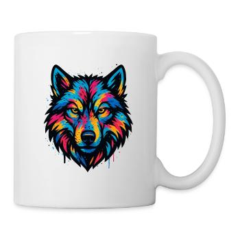 Art de tête de loup néon - Mug blanc - blanc - Droite