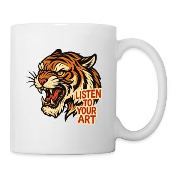 Tiger Roar : Écoutez votre art - Mug blanc - blanc - Droite