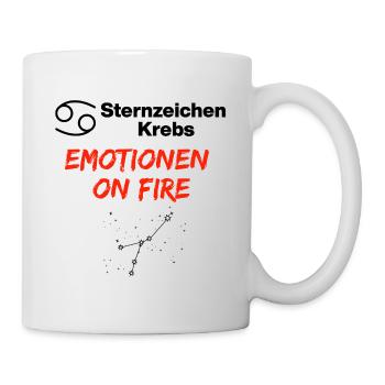 Sternzeichen Krebs – Emotionen on Fire, Geburtstag - Tasse - Weiß - Rechts