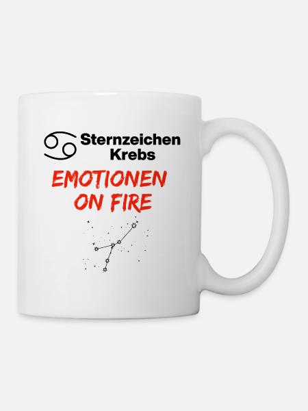 Sternzeichen Krebs – Emotionen on Fire, Geburtstag - Tasse - Weiß