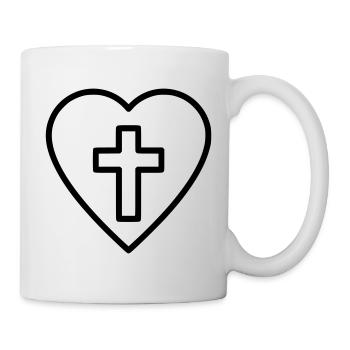Herz mit Kreuz Liebe Glaube Vektor - Tasse - Weiß - Rechts