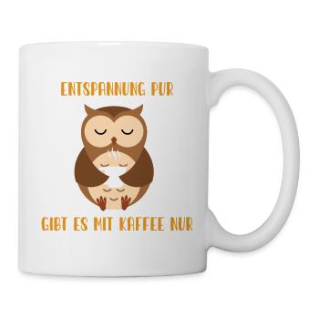 Kaffeezeit und Eulenruhe - Tasse - Weiß - Rechts