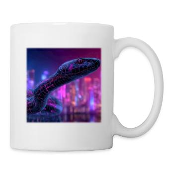 Cyberpunk Schlange Neon Night City Design - Tasse - Weiß - Rechts