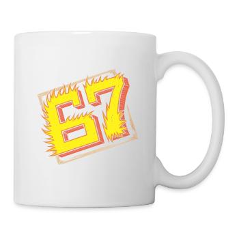 Flaming 67 Brainrot Emblem - Tasse - Weiß - Rechts