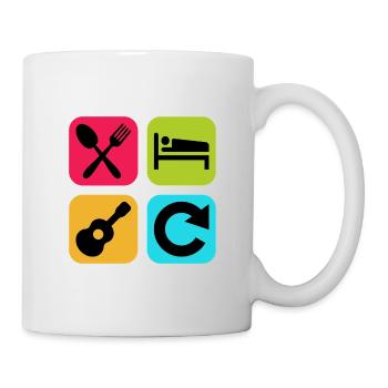 Essen, schlaf, Gitarre wiederholen, lustige Zitatmusik, - Tasse - Weiß - Rechts