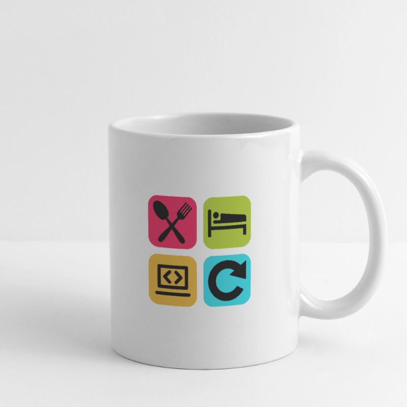 Code de citation drôle répété par le programme Eat Sleep Mug blanc