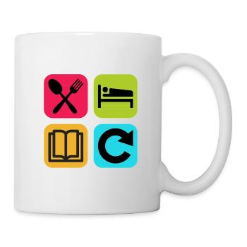 Mange, Dors, Lis, Répète le Livre de Citations Drôles - Mug blanc - blanc - Droite