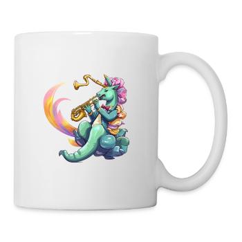 Saxophon Unicorn Neonstil - Tasse - Weiß - Rechts
