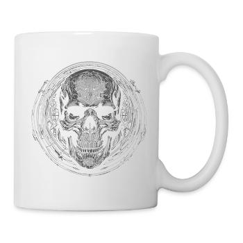 Gravure en cercle de crâne - Mug blanc - blanc - Droite