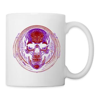 Purpurroter Schädel Mandala - Tasse - Weiß - Rechts