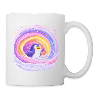 Regenbogen-Pinguin im Wirbel - Tasse - Weiß - Rechts