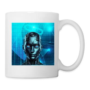 Robotergesicht - Tasse - Weiß - Rechts