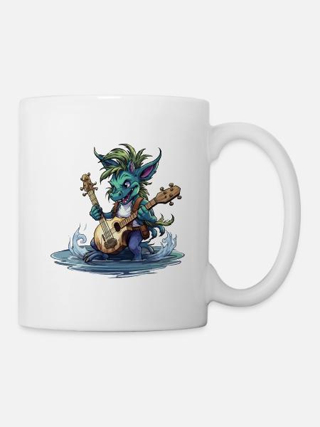 Wasserdrache Gitarrist - Tasse - Weiß
